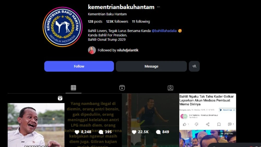 Akun Meme Sindir Bahlil Lahadalia. (Instagram)